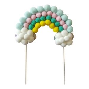 Topo de Bolo - Arco-íris Pom Pom Make+