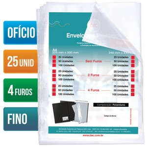 Saco Plástico 4 Furos com 25 Envelopes Finos 5070 DAC