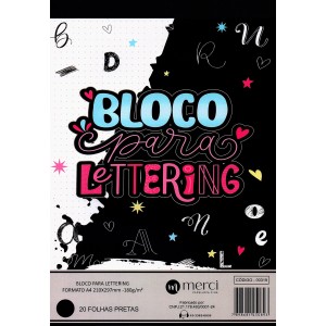 Bloco para Lettering A4 Preto 180g 20fls Merci Cadernos