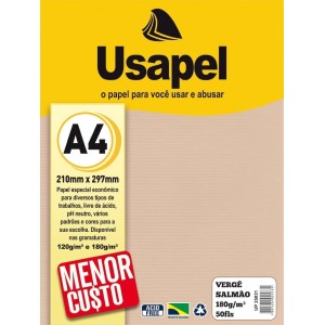 Papel Vergê Salmão A4 180g 50fls Usapel