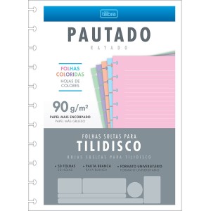 Refil para Caderno Tilidisco Pautado Colorido 50fls Tilibra