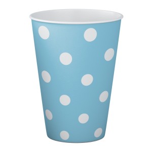 Copos de Papel 250ml - Bolinhas Azul e Branco c/8 Make+