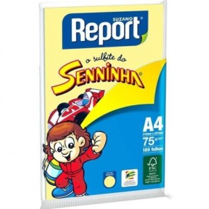 Papel Sulfite A4 Amarelo 75g 100 Folhas Senninha Report