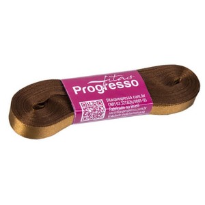 Fita de Cetim n.2 0043 - Marrom Dourado Progresso