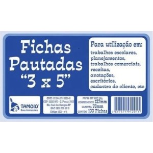Ficha Pautada 3x5 100 Folhas Tamoio
