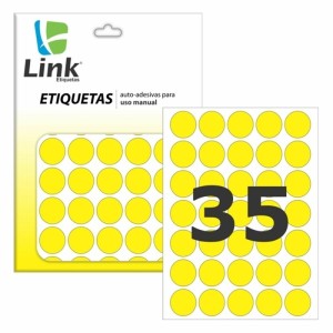 Etiqueta Adesiva Redonda 19mm - Amarelo c/210 Link