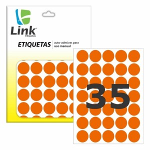 Etiqueta Adesiva Redonda 19mm - Laranja c/210 Link