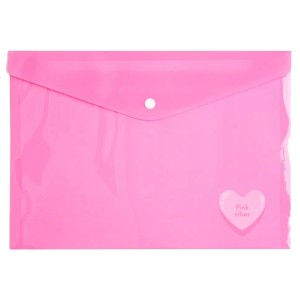 Malote A4 com Botão - Pink Vibes Coração 81004 Leoarte