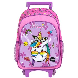 Mochila com Rodinhas Magic Unicórnio Rosa e Roxo MC1001 BRW