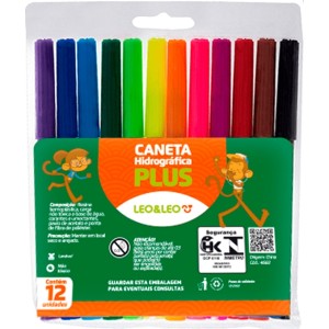 Canetinha Hidrográfica 12 Cores Plus Leo e Leo
