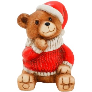 Urso Natalino Sentado Cerâmica Médio 10x9x12,5cm 24987 Magizi