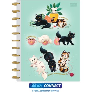 Caderno Tilidisco 10 Matérias Purrfect Cats 160fls Tilibra Connect