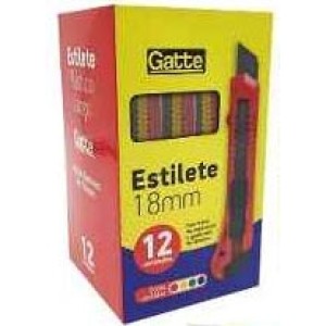 Estilete Largo 18mm Colorido com 12 Gatte