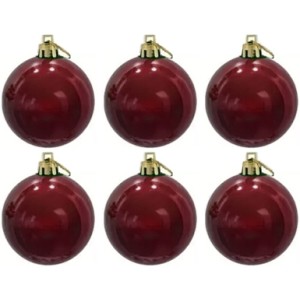 Bola de Natal 6cm Vinho Perolizada c/6 Magizi