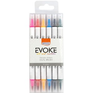 Brush Pen 6 Cores Dual Evoke BRW