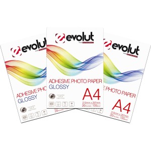 Papel Fotográfico Adesivo A4 High Glossy 135g 20 Folhas c/3 Evolut