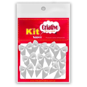 Laço de Cetim Pequeno - Branco c/10 Kit Super Criativo
