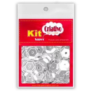 Super Lantejoula 14mm - Prata 10g Kit Super Criativo