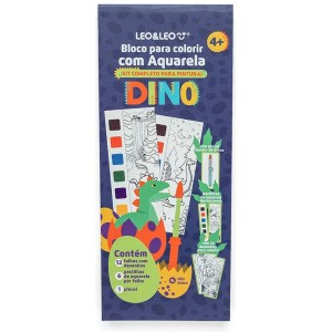 Bloco para Colorir com Aquarela - Dino Leo e Leo