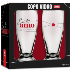 Copo Vidro Munich c/2 - Eu Te Amo Brasfoot