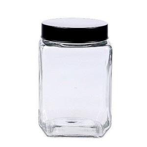 Pote de Vidro Quadrado 730ml - Encanto com Tampa de Ferro Le Bianco