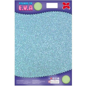 Placa de EVA com Glitter 40x60cm - Azul Céu da Primavera c/5