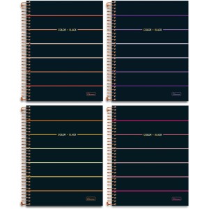 Caderno 1 Matéria Color Black Feminino 80 Folhas Cadersil