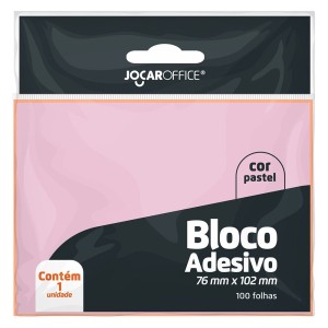 Bloco Adesivo 76mm x 102mm - Rosa Pastel 100 Folhas Jocar Office
