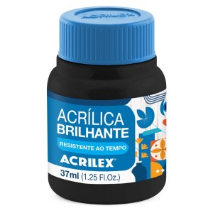 Tinta Acrílica Brilhante 37ml - Preto 520 Acrilex