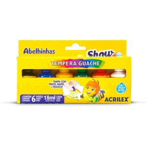 Tempera Guache 6 Cores Tampa com Pincel Acrilex
