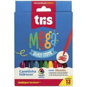 Canetinha Hidrográfica 12 Cores Mega Hidro Color Tris