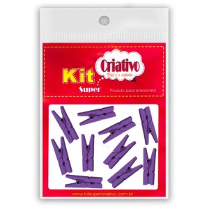 Mini Pregador 25mm - Roxo c/10 Kit Super Criativo