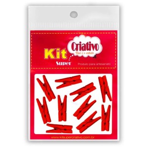 Mini Pregador 25mm - Vermelho c/10 Kit Super Criativo