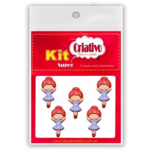 Botões Divertidos - Bailarina Ruiva c/5 Kit Super Criativo