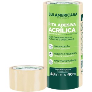 Fita Adesiva Transparente 48mm x 40m c/4 Sulamericana