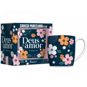Caneca Porcelana Urban 300ml - Fé - Deus é Amor Brasfoot