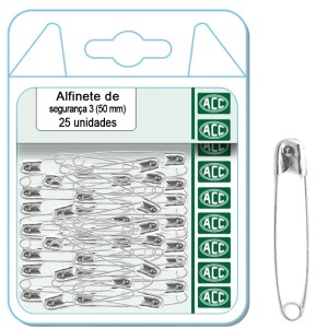 Alfinete de Segurança 50mm Niquelado c/25 ACC