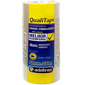 Fita Adesiva Transparente 48mm x 100m - Pacote com 5 Rolos Adelbras
