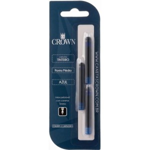 Carga para Caneta Tinteiro Azul - Com 3 Cartuchos CA32005A Crown