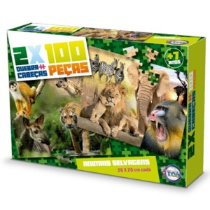 Quebra-Cabeça - Animais Selvagens 100 Peças 12051 Toia Brinquedos
