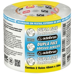 Fita Dupla Face Transparente 48mm x 30m - Pacote com 2 Rolos Adelbras
