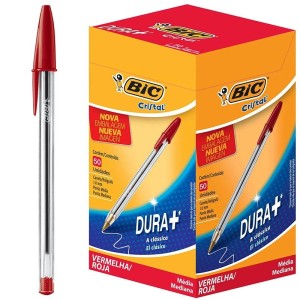 Caneta Esferográfica 1.0mm Cristal Vermelha c/50 Bic