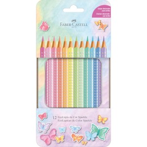 Lápis de Cor 12 Cores Tons Pastel Sparkle Faber Castell