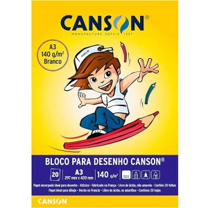 Bloco de Desenho A3 Branco 140g 20 Folhas Canson