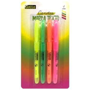 Marca Texto 4 Cores Fluorescente Gatte