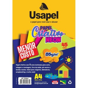Bloco Criativo A4 Neon 85g 45fls Usapel